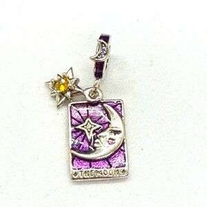 Silver and Purple Moon Tarot Bracelet Charm